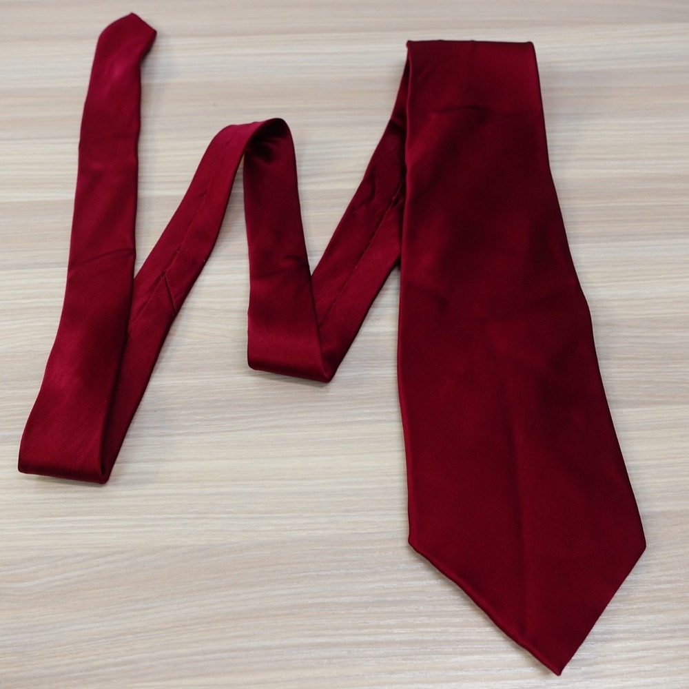 Plain Burgundy Neck Tie Mens Red Satin Solid Silk Wedding Groom GIORGIO BISSONI